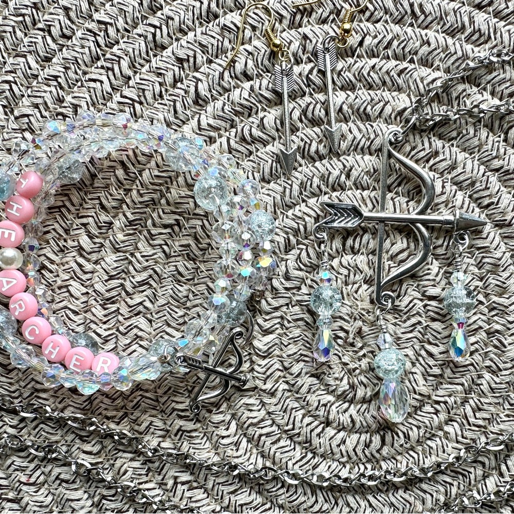 Crystal coil Bracelet & Bow Arrow Necklace Set - Taylor Swift "The Archer" - Picture 5 of 5